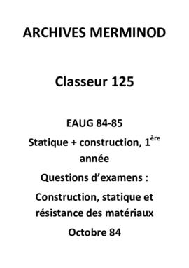 questions d'examen + cours de statique 01 (PDF)