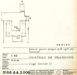 Prangins. Château de Prangins, planning, plan et coupes des combles